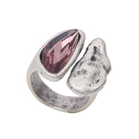 Handmade Pink Crystal Brass Ring