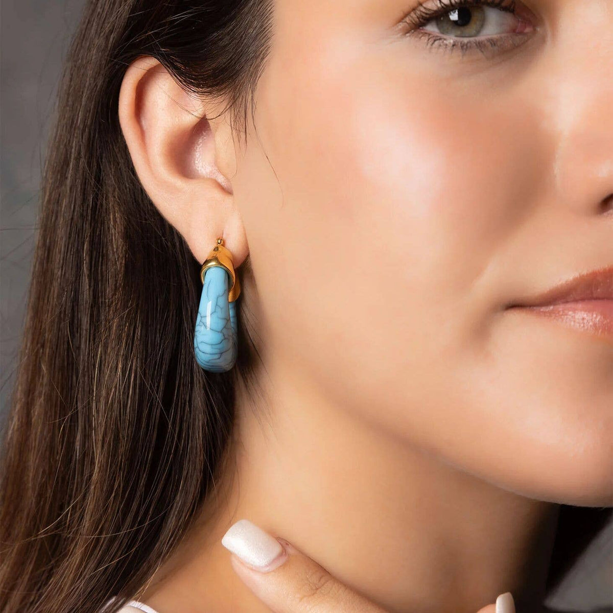 Turquoise Chunky Hoop Earrings