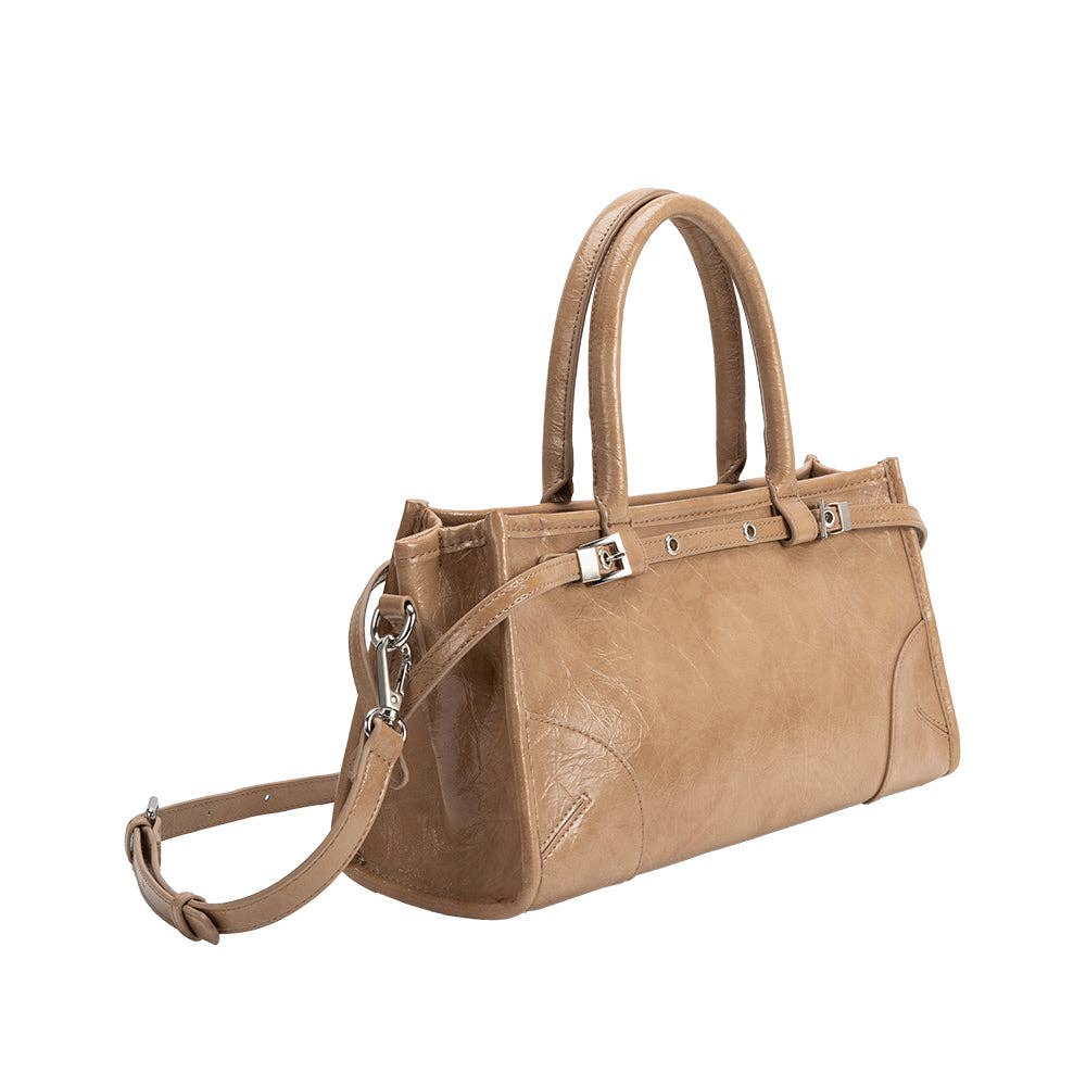Melie Bianco Rhonda Tan Vegan Top Handle Bag