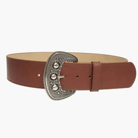 Wide Width Belt with Antique Silver Western Buckle
