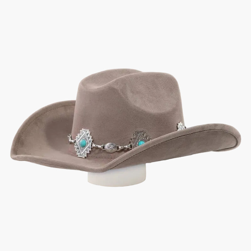 Turquoise Stud Concho Chain Cowboy Hat