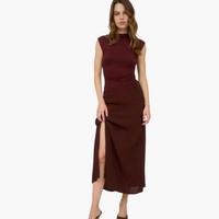 Side Slit High Waist Midi Skirt