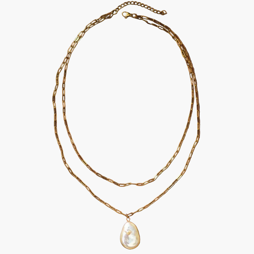 18K Gold Plated Pearl Pendant Necklace