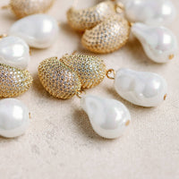 Sparkling Vintage Chunky Gold and Pearl Drop Earrings