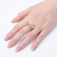 16K Gold Filled Clear Teardrop CZ Drop Double Band Ring