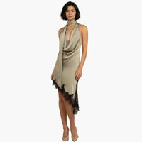 Satin Lace Trim Scarf Dress