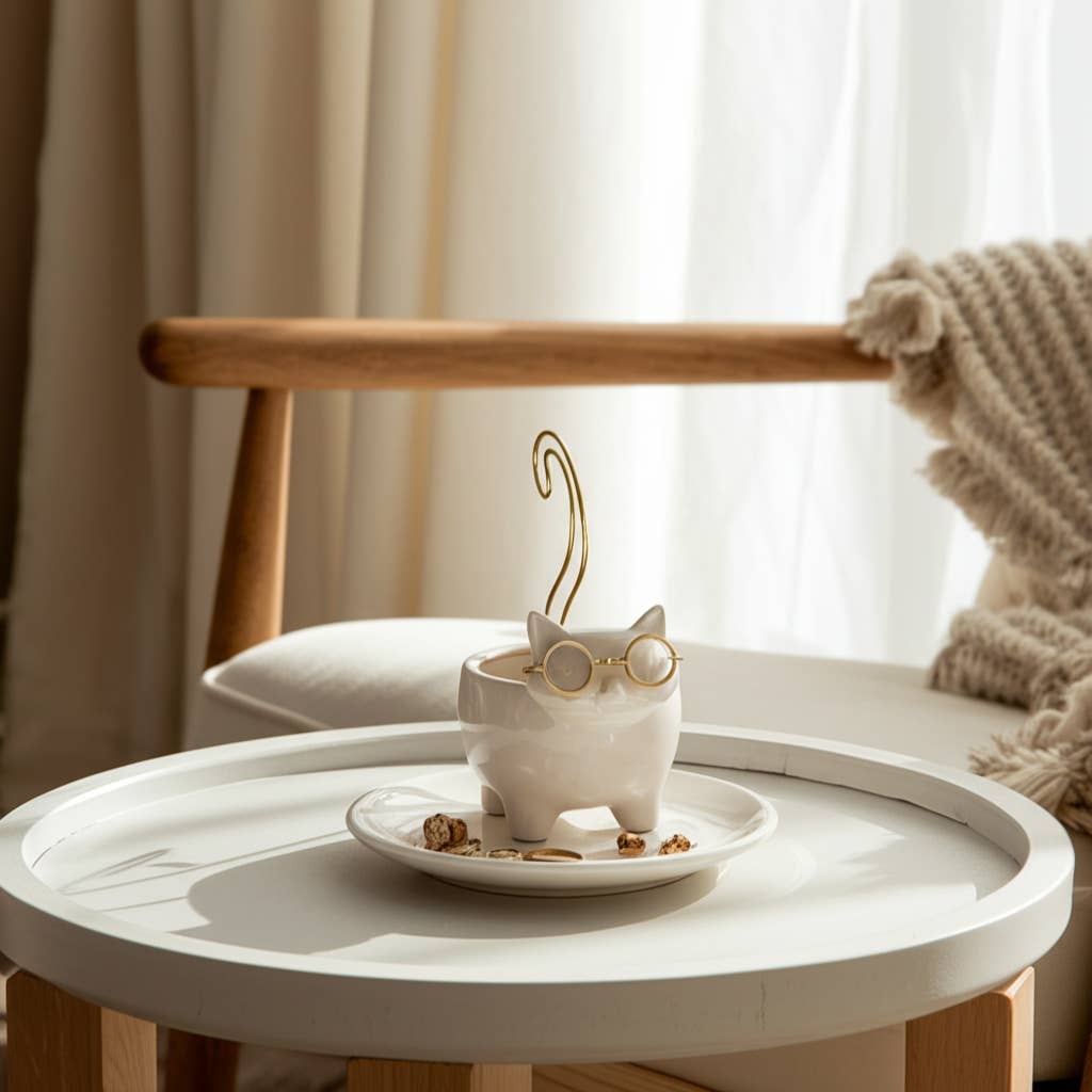 Ceramic Boho Kitty Trinket Dish