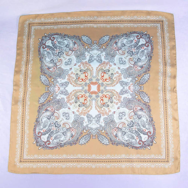 Ornate Paisley Medallion Print Satin Square Scarf