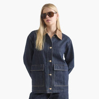 Corduroy Collar Pocket Detail Denim Jacket