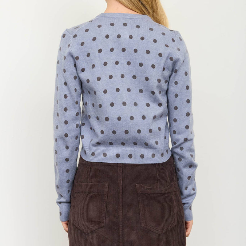Polka Dot Round Neck Cardigan
