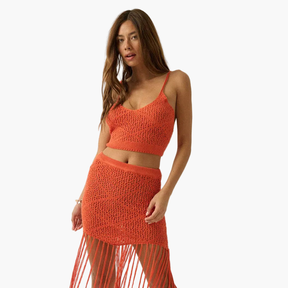 Crochet Open-Knit Tie-Back Top