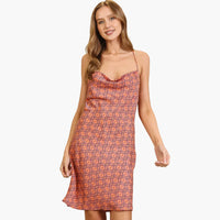 Boho Satin Cowl Neck Dress