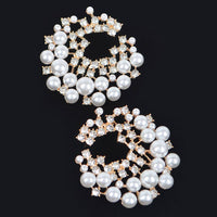 Gold-Tone Pearl and Crystal Cluster Stud Earrings