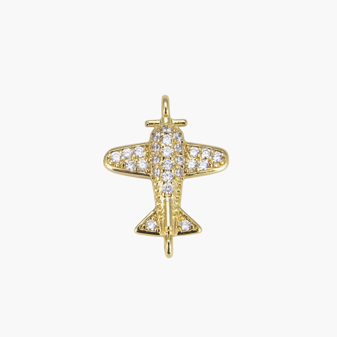 Micro Pave Airplane Charm