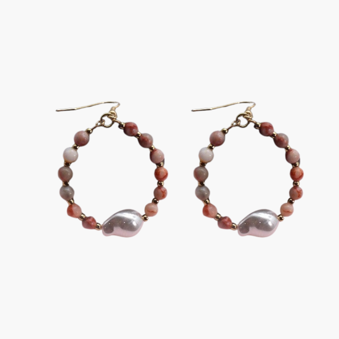 Natural Stone Beaded Drop Earring