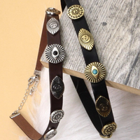 Celestial Faux Leather Choker Necklace