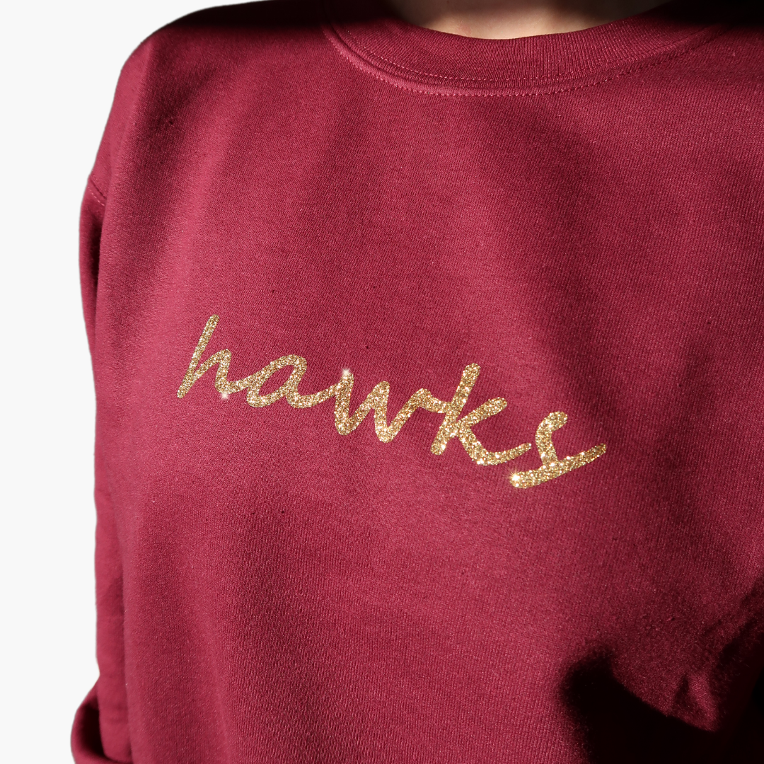 Maroon Hawks Glitter Sweatshirt