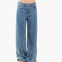 High Rise Two Tone Wide Leg Jean