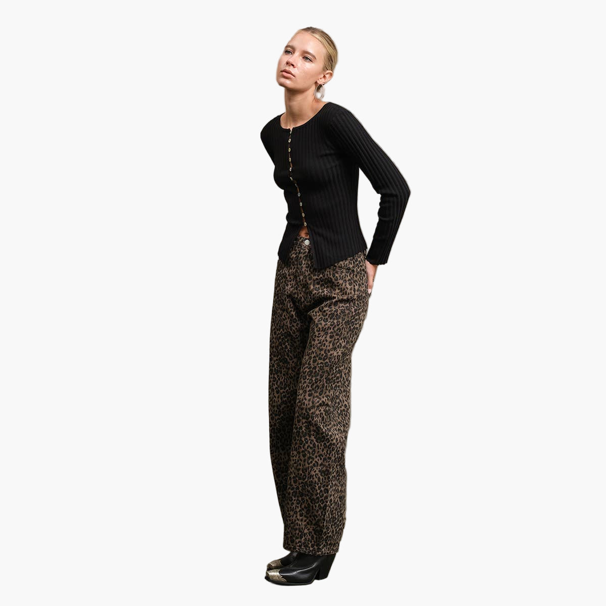 Leopard Print Barrel Pants