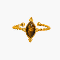 Dorisse 18K Gold Plated Non-Tarnish Brown Gemstone Adjustable Ring