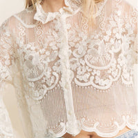 Crochet Embroidered Button Down Crop