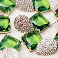 Retro Pave Crystal and Peridot Gum Drop Earrings