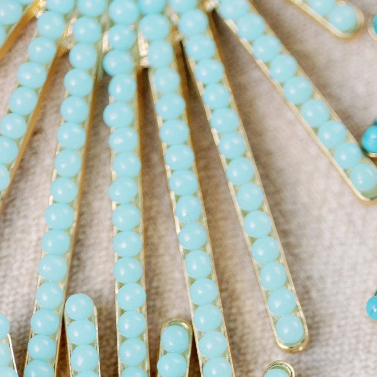 Light Turquoise Sunburst Statement Drop Earrings