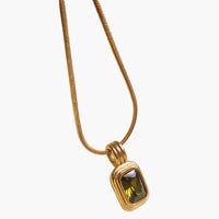 Maeve 18K Non-Tarnish Green Square Stone Pendant