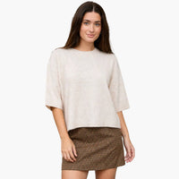 Oatmeal Heather Drop Shoulder Knit Pullover