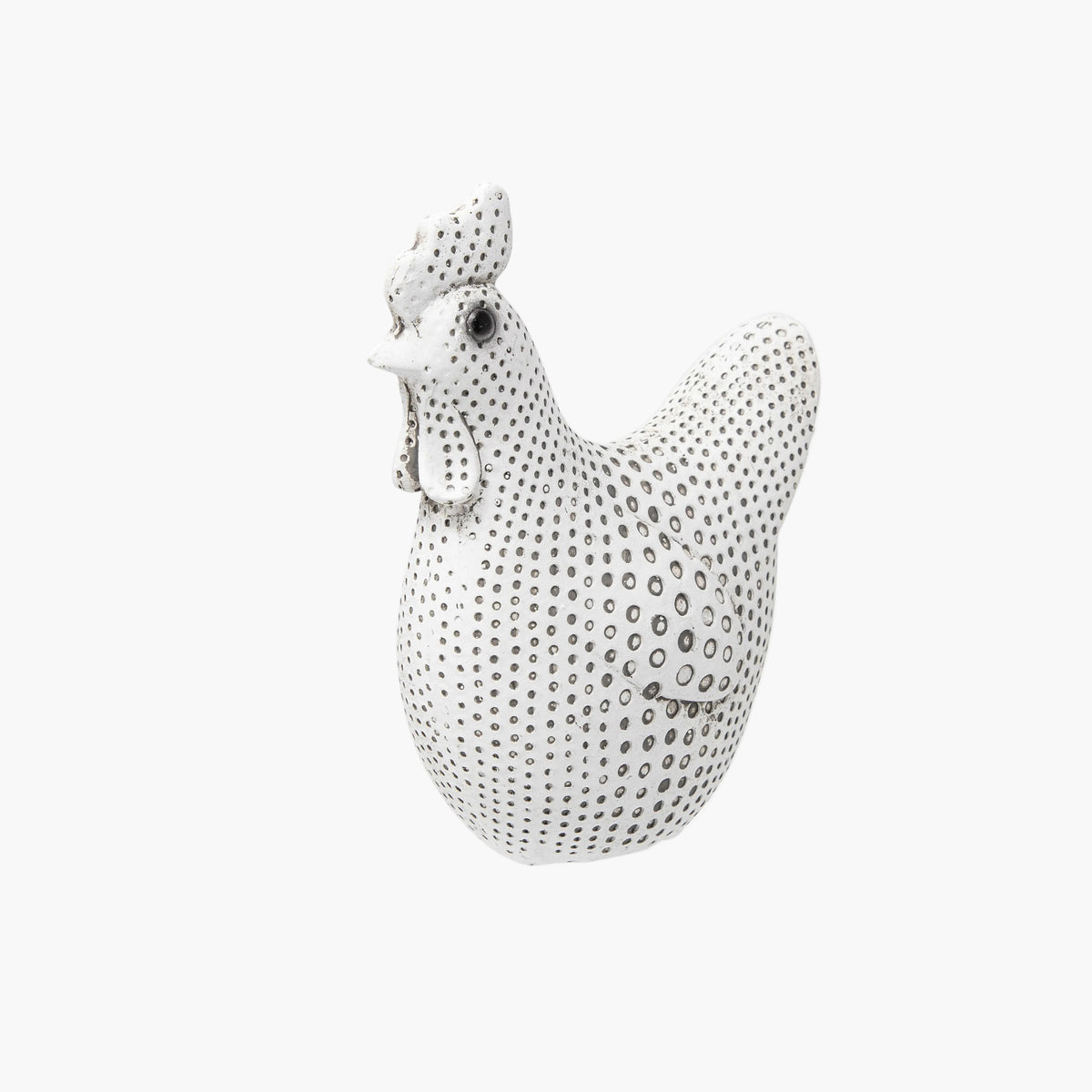 White Resin Spotted Chicken - Decorative Sculpture