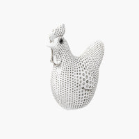 White Resin Spotted Chicken - Decorative Sculpture