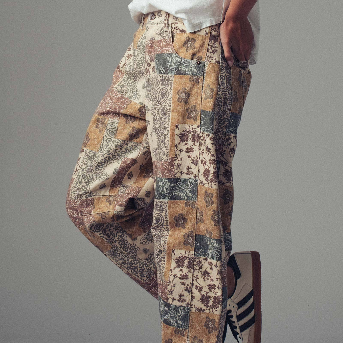 Boho Patchwork Wide Leg Pants