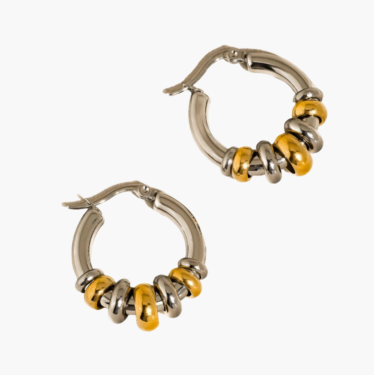 Novine 18K Gold Non-Tarnish Two Tone Hoop Earring
