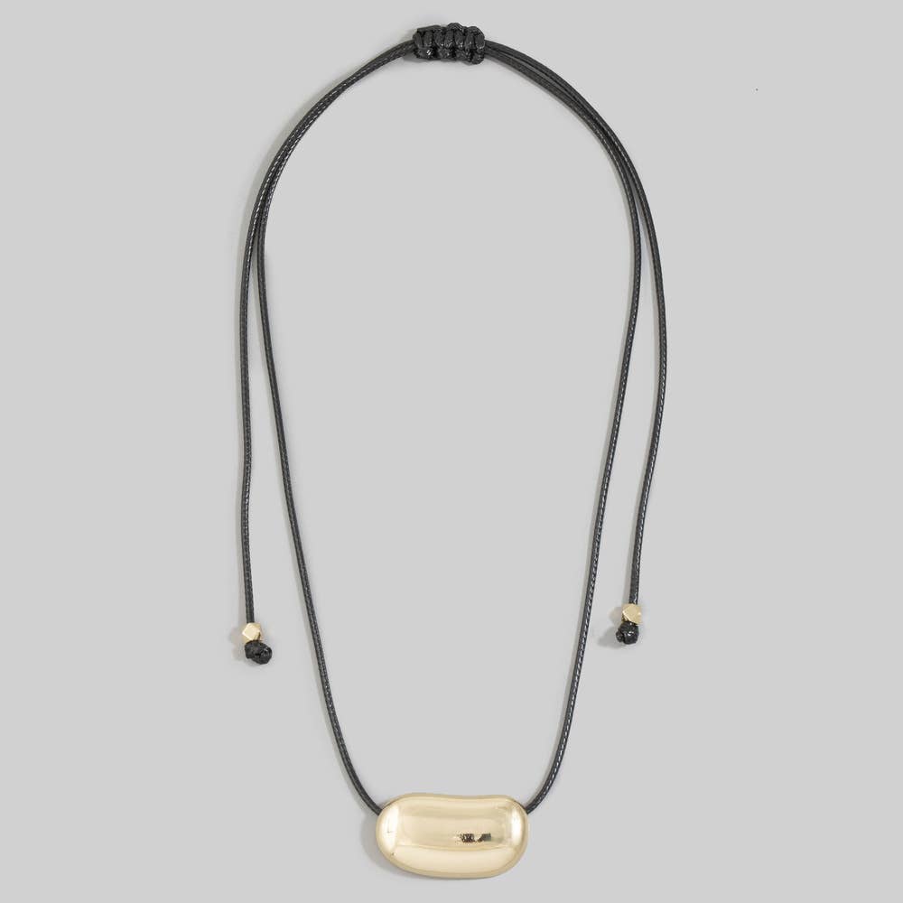 Polished Bean Pendant Cord Necklace