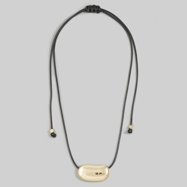 Polished Bean Pendant Cord Necklace