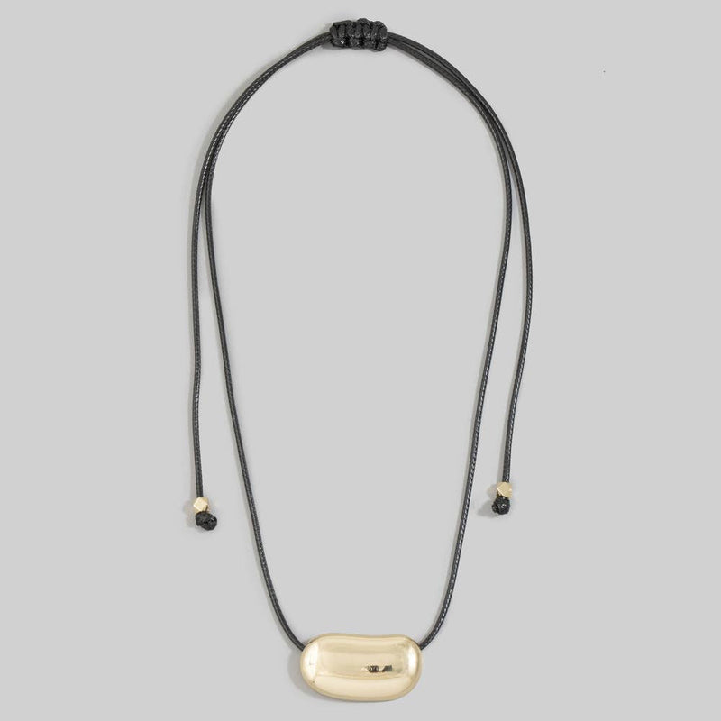 Polished Bean Pendant Cord Necklace