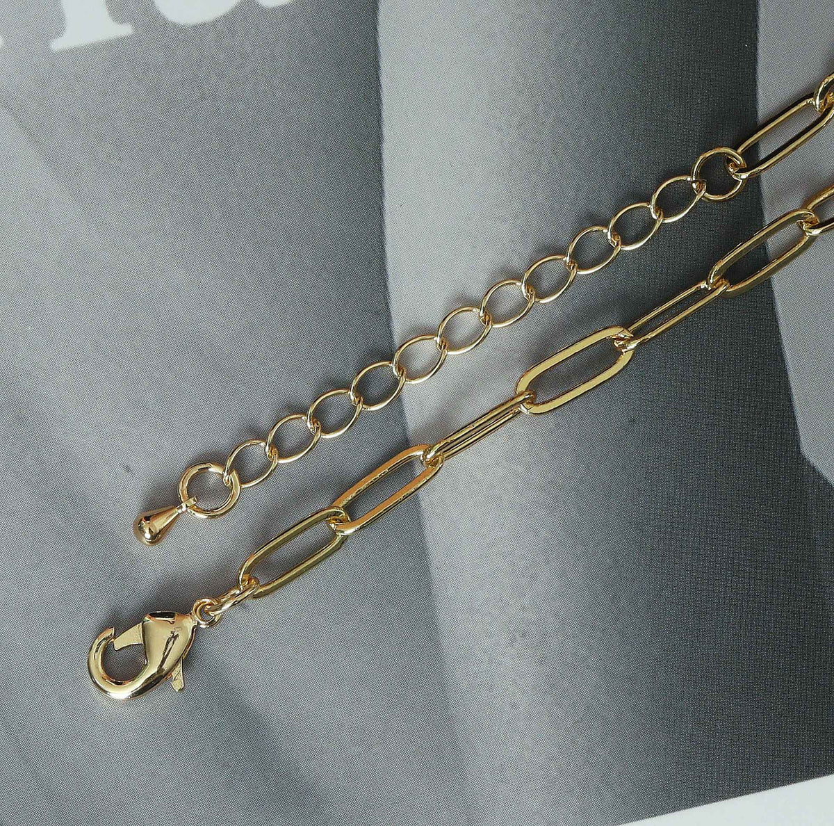 Paperclip Chain Drop Necklace with Multi Charms