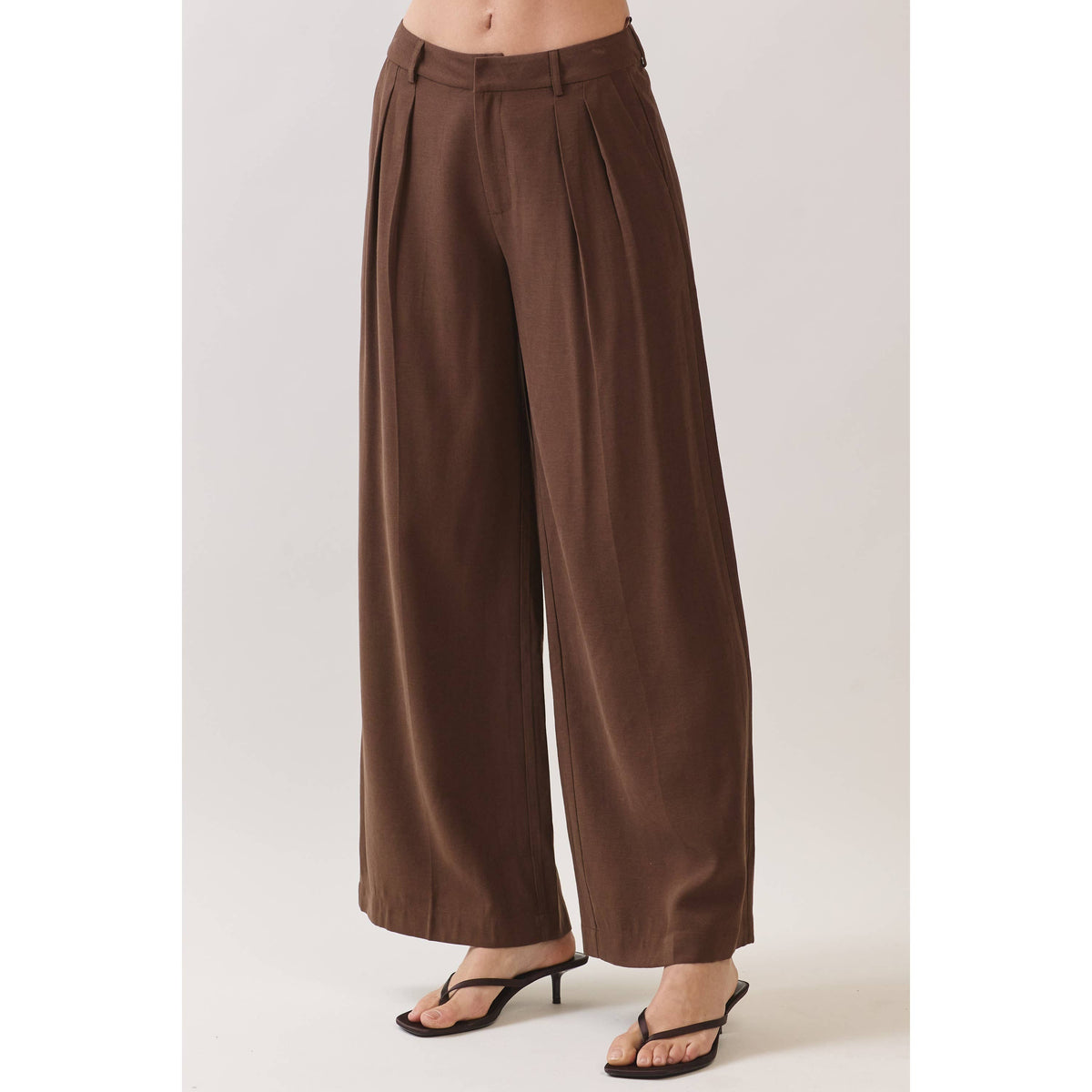 Wide-Leg Rayon Blend Trousers