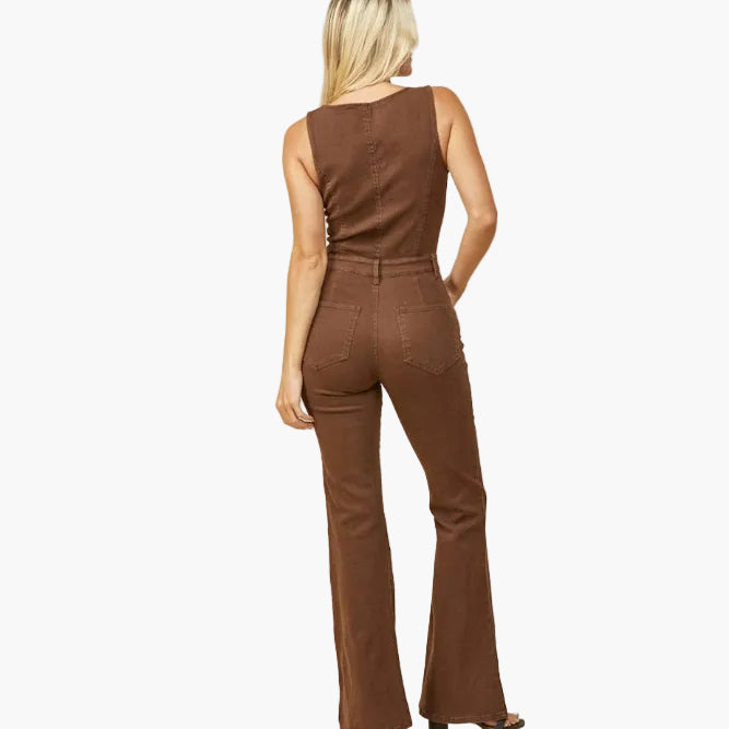 Boho Cut Out Bootcut Denim Jumpsuit