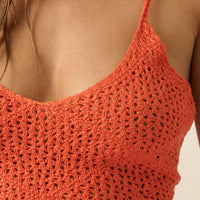 Crochet Open-Knit Tie-Back Top