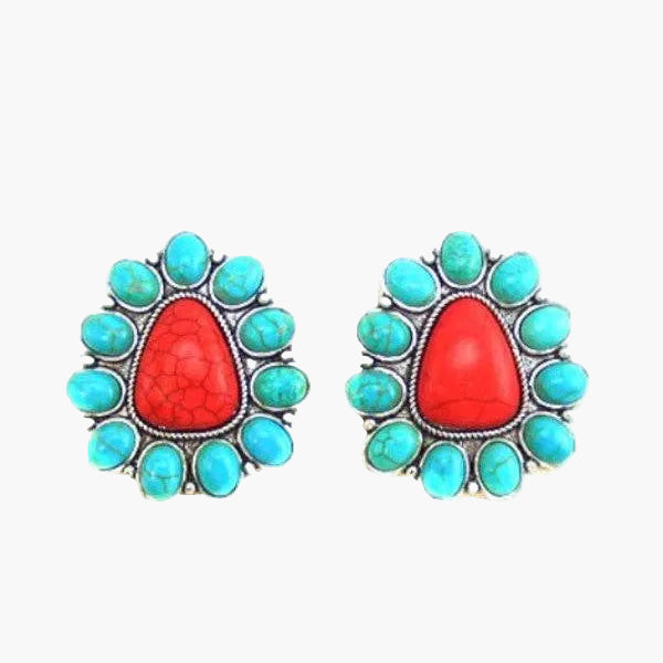 Western Concho Stud Earrings