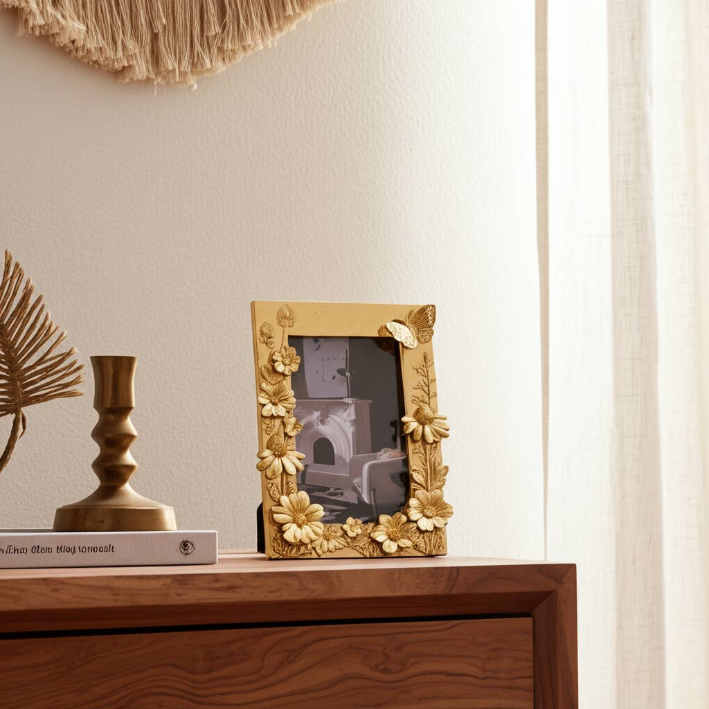 Gold Resin Boho Picture Frame - 4x6 in.