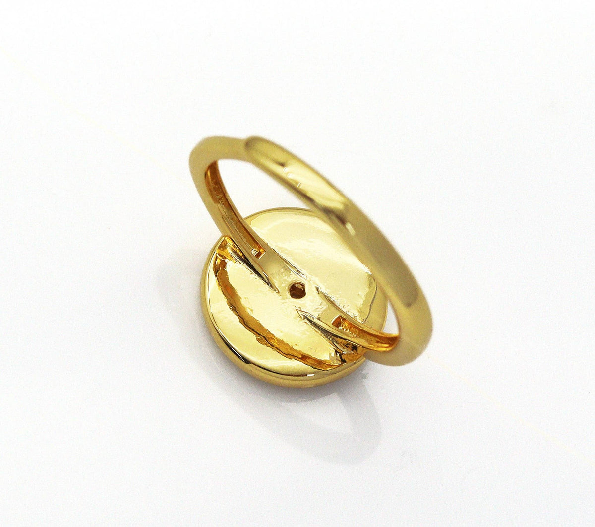 CZ Pave Gemstone Round Disc Ring