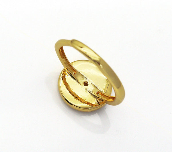 CZ Pave Gemstone Round Disc Ring