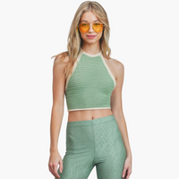 Lime Halter Crochet Knit Top