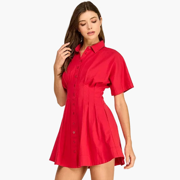 Linen Stretch Fitted Mini Dress