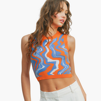 Retro Waves Cropped Knit Vest