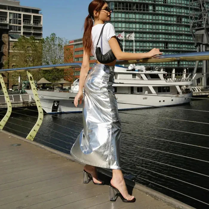 Lupe Metallic Maxi Skirt