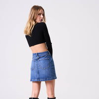 High Waisted Denim Mini Skirt