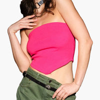 Fuchsia Ribbed Bandana Tube Top